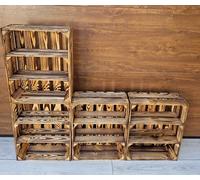 PYXIDAS Caisse en Bois avec Étagère - Rangement, Déco, Rustique & Vintage (Effet Brûlé Court,4)