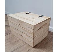 PYXIDAS Caisses en Bois Avec Couvercle Fermant - Solution Élégante et Pratique de Rangement pour Votre Maison 40x30x26 (Naturel Caisses en bois avec couvercle, 40x30x26)