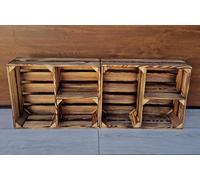 PYXIDAS,Caisses en bois Cruciforme-Ensemble de bols à fruits,dimensions 50x40x15 cm - taille moyenne, peut être utilisé comme récipient ou décoratif,résistant et propre (Effet brûlé cruciforme,2)