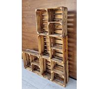 PYXIDAS,Caisses en bois Cruciforme-Ensemble de bols à fruits,dimensions 50x40x15 cm - taille moyenne, peut être utilisé comme récipient ou décoratif,résistant et propre (Effet brûlé cruciforme,4)