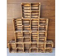 PYXIDAS,Caisses en bois Cruciforme-Ensemble de bols à fruits, dimensions 50x40x15 cm - taille moyenne, peut être utilisé comme récipient ou décoratif,résistant et propre (Effet brûlé cruciforme,8)
