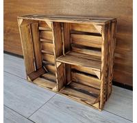 PYXIDAS,Caisses en bois Cruciforme-Ensemble de bols à fruits,dimensions 50x40x15 cm - taille moyenne, peut être utilisé comme récipient ou décoratif,résistant et propre (Effet brûlé cruciforme,1)