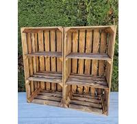 PYXIDAS Caisses en Bois durables pour Le Rangement avec 2,3,4 étagères, 75x40x30 cm, étagères à Chaussures en Bois Effet Naturel ou brûlé, étagères en Bois (2, Court Effet brûlé 2 étagère)