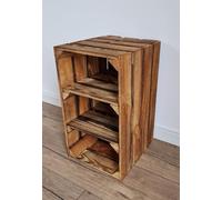 PYXIDAS Caisses en Bois Empilables - Étagère à Chaussures, Rangement Fruits & Déco (1, 2 étagère Effet brûlé)