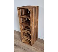 PYXIDAS Caisses en Bois Empilables - Étagère à Chaussures, Rangement Fruits & Déco (1, 4 étagère Effet brûlé)