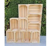 PYXIDAS Caisses en bois massif 30x20x15 cm, lot de 1 à 12 - Pour le rangement et la déco - Finition naturelle ou effet brûlé - Style rustique, solide et empilable (Naturel 10 caises, 30x20x15)