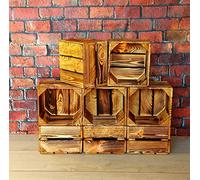 PYXIDAS Effet Brûlé,Boîtes en Bois Naturel-Ensemble de Bol à Fruits, dimensions 22x20x15 cm-taille moyenne,peut être utilisé comme récipient ou décoratif,résistant et propre (Effet brûlé, 8)