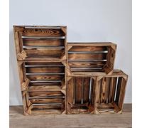 PYXIDAS Effet Brûlé,Boîtes en Bois Naturel-Ensemble de Bol à Fruits,dimensions 37x24x15 cm-taille moyenne,peut être utilisé comme récipient ou décoratif,résistant et propre (Effet Brûlé, 6)
