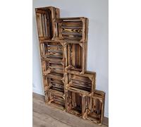 PYXIDAS Effet Brûlé,Boîtes en Bois Naturel-Ensemble de Bol à Fruits,dimensions 37x24x15 cm-taille moyenne,peut être utilisé comme récipient ou décoratif,résistant et propre (Effet Brûlé, 12)