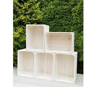 PYXIDAS Gris,Bianca,Rustique Wooden Boxes-Ensemble de bols à fruits,dimensions 40x29x25 cm-taille moyenne, peut être utilisé comme récipient ou décoratif,résistant et propre (Blanc, 5)