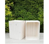 PYXIDAS Gris,Bianca,Rustique Wooden Boxes-Ensemble de bols à fruits,dimensions 40x29x25 cm-taille moyenne, peut être utilisé comme récipient ou décoratif,résistant et propre (Blanc, 2)