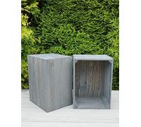 PYXIDAS Gris,Bianca,Rustique Wooden Boxes-Ensemble de bols à fruits,dimensions 40x29x25 cm-taille moyenne, peut être utilisé comme récipient ou décoratif,résistant et propre (Gris, 2)