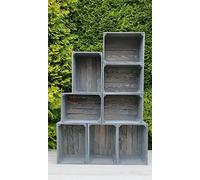 PYXIDAS Gris,Bianca,Rustique Wooden Boxes-Ensemble de bols à fruits,dimensions 40x29x25 cm-taille moyenne, peut être utilisé comme récipient ou décoratif,résistant et propre (Gris, 8)