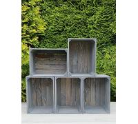 PYXIDAS Gris,Bianca,Rustique Wooden Boxes-Ensemble de bols à fruits,dimensions 40x29x25 cm-taille moyenne, peut être utilisé comme récipient ou décoratif,résistant et propre (Gris, 5)