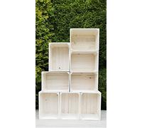 PYXIDAS Gris,Bianca,Rustique Wooden Boxes-Ensemble de bols à fruits,dimensions 40x29x25 cm-taille moyenne, peut être utilisé comme récipient ou décoratif,résistant et propre (Blanc, 8)