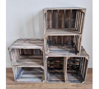 PYXIDAS Gris, Blanc, long court Boîtes en bois - ensemble de bols à fruits, dimensions 50x40x30 cm - taille moyenne, peut être utilisé comme récipient ou décoratif, (Étagère courte grise, 4)