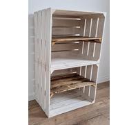 PYXIDAS Gris, Blanc, long court Boîtes en bois - ensemble de bols à fruits, dimensions 50x40x30 cm - taille moyenne, peut être utilisé comme récipient ou décoratif, (Blanc brûlé longtemps, 2)