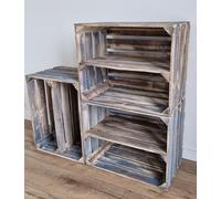 PYXIDAS Gris, Blanc, long court Boîtes en bois - ensemble de bols à fruits, dimensions 50x40x30 cm - taille moyenne, peut être utilisé comme récipient ou décoratif, (Étagère longue grise, 3)