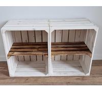 PYXIDAS Gris, Blanc, long court Boîtes en bois - ensemble de bols à fruits, dimensions 50x40x30 cm - taille moyenne, peut être utilisé comme récipient ou décoratif, (Short Brûlé Blanc, 2)