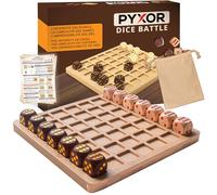 Pyxor Dice Battle - Jeu stratégique en Bois Premium avec dés - 2 Joueurs | Échiquier bambou, échec & dames revisités, jeu de réflexion, adultes familles, dés gravés, cadeau durable, design premium