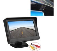 PZ601-C TFT LCD 2 entrées vidéo 4,3 pouces Moniteur de stationnement 2 en 1 avec caméra de recul 648*488 pixels Objectif en verre avec câble RCA 6m