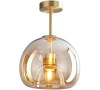 PZAOJAU Décor du Milieu du siècle pour la Maison, Moderne, Globe Semi-encastré, plafonnier en Verre ambré doré, Tige Industrielle, Gris fumé, luminaire de Couloir pour Ferme, Salle à Manger