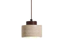 PZAOJAU Lampe suspendue en pierre moderne, cylindre, mini pendentif en marbre, luminaire de plafond en pierre naturelle, lustre vintage en bois pour salle à manger, cuisine, île, chambre à coucher, fe