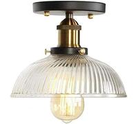 PZAOJAU Plafonnier noir de ferme moderne, plafonnier de couloir à montage encastré, verre nervuré clair, porche rustique à proximité du plafonnier pour salle de bain, cuisine, buanderie, couloir, balc