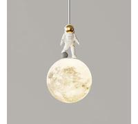 PZAOJAU Suspension en forme de lune avec impression 3D planète astronaute - Lampe de plafond moderne à LED - Pour chambre d'enfant - Blanc lait - Pour chambre d'enfant - Pour chambre de garçon, fille