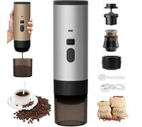 PZCC 3 En 1 Machine à Cafe Portable, 72W CafetièRe Portable, 12V Expresso CafetièRe Rechargeable, USB CafetièRes Expresso à Capsules, RéServoir D'Eau 90ml, Pour Bureau Camping Voiture Voyage (Gris)