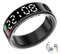 PZCC Bague Connectée Homme Femme, Tracker de Health, IP68 Smart Ring, Écran LED, Surveillance de La Fréquence Cardiaque, de l'exercice et du Sommeil, Compatible avec iOS/Android (Noir, 8)