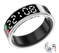 PZCC Bague Connectée Homme Femme, Tracker de Health, IP68 Smart Ring, Écran LED, Surveillance de La Fréquence Cardiaque, de l'exercice et du Sommeil, Compatible avec iOS/Android (Argenté, 13)