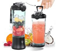 PZCC Blender Portable, 600ml Blender Smoothie 22000 TR/min Puissant Mixeur Smoothie avec 6 Lames pour Shakes et Smoothies, Mixeur Portable Convient pour les Voyages, à Domicile, Camping (Noir)