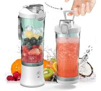 PZCC Blender Portable, 600ml Blender Smoothie 22000 TR/min Puissant Mixeur Smoothie avec 6 Lames pour Shakes et Smoothies, Mixeur Portable Convient pour les Voyages, à Domicile, Camping (Blanc)