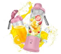 PZCC Blender Portable, 600ml Blender Smoothie 22000 TR/min Puissant Mixeur Smoothie avec 6 Lames pour Shakes et Smoothies, Mixeur Portable Convient pour les Voyages, à Domicile, Camping (Rose)