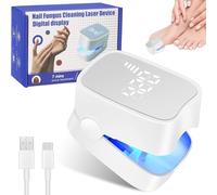 PZCC Dispositif Antifongique, Appareil de Thérapie Du Pied Rechargeable, Affichage de L'heure LCD, Adapté à L' amélioration et au Traitement de L' infection des Ongles et Mycoses (Blanc)
