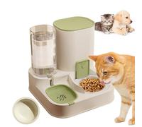 PZCC Distributeur De Croquettes pour Chat,2 en 1facile à Nettoyer Abreuvoir Automatique pour Animaux De Compagnie,pour Petit Chien,Chat, Chaton, Animal De Compagnie (Vert, Bol en céramique)