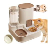 PZCC Distributeur De Croquettes pour Chat,2 en 1facile à Nettoyer Abreuvoir Automatique pour Animaux De Compagnie,pour Petit Chien,Chat, Chaton, Animal De Compagnie (Brun, Bol en céramique)