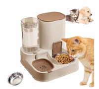 PZCC Distributeur De Croquettes pour Chat,2 en 1facile à Nettoyer Abreuvoir Automatique pour Animaux De Compagnie,pour Petit Chien,Chat, Chaton, Animal De Compagnie (Brun, Bol en Acier Inoxydable)