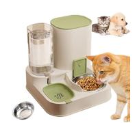 PZCC Distributeur De Croquettes pour Chat,2 en 1facile à Nettoyer Abreuvoir Automatique pour Animaux De Compagnie,pour Petit Chien,Chat, Chaton, Animal De Compagnie (Vert, Bol en Acier Inoxydable)