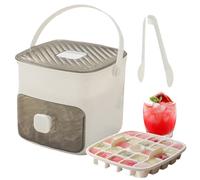 PZCC Ice Cube Maker à Pression, Multifonction Machines à Glaçons, 48 Grille Réutilisable Ice en Réseau de Glace, Box Ice avec Plateau et Bac de Rangement, pour Café, Cocktails et Jus (Blanc)