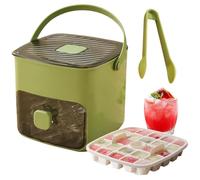 PZCC Ice Cube Maker à Pression, Multifonction Machines à Glaçons, 48 Grille Réutilisable Ice en Réseau de Glace, Box Ice avec Plateau et Bac de Rangement, pour Café, Cocktails et Jus (Vert)
