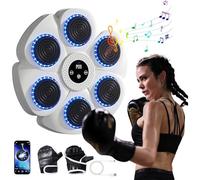 PZCC Machine à Boxe Musicale, 2024 Nouvelle Machine de Boxe Murale Intelligente -Bluetooth avec Gants de Boxe Adultes Enfants, 9 Le Mode de Vitesse et de décompte (Blanc)