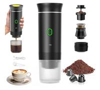 PZCC Machine à Café Portable de Voyage,Expresso Cafetière Rechargeable 12V et sa pochette Pour Camping et Voiture,Chauffage Rapide,compatible avec Capsules K-Cup et café moulu,Pour voyage (Noir)