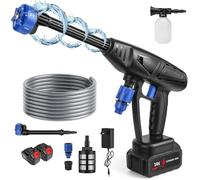 PZCC Nettoyeur Haute Pression sans Fil,30Bar Nettoyeur Haute Pression Portable avec2Batterie24V, Buse 6en1,Tuyau de 5M,Pot en Mousse,Nettoyeur Haute Pression sur Batterie pour Jardin et Voiture (Noir)