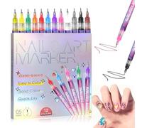 PZCC Nouveau Modèle 12 Stylos Pour Nail Art De Couleurs Différentes, Stylos Graffiti À Séchage Rapide De 0,5 Mm, Adaptés Au Dessin Et Au Contour Des Ongles, Pour La Décoration D'ongles Diy