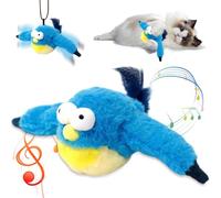 PZCC Oiseau pour Chat, Jouet Chat Interactif, Flappy Bird Chat, Bird Flapping Chirping Bird Cat Toy, Livré avec Un Chargement USB pour Que Les Chats Puissent Mordre Et Mâche (Merle Bleu)