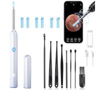 PZCC Otoscope Oreille 1080p HD, Ipx5 Étanche avec 6 Lumières LED et Outil de Nettoyage, pour Ios And Android, Maintenir la Santé des Oreilles Chez les Adultes et les Enfants (Blanc)