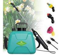 PZCC Pulvérisateur Électrique 5L, Accessoires de Jardinage Portables, Rampe de Pulvérisation Rétractable, Batterie 2500 mAh, Rechargeable, Adapté à l'agriculture et Au Jardinage (Vert)