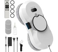 PZCC Robot Lave Vitre, Nettoyeur de Vitres Rechargeable, avec Fonction de Pulvérisation d'eau Automatique et 10 Chiffons, Détection Intelligente, Convient Aux Fenêtres, Sols, Miroirs (Blanc)